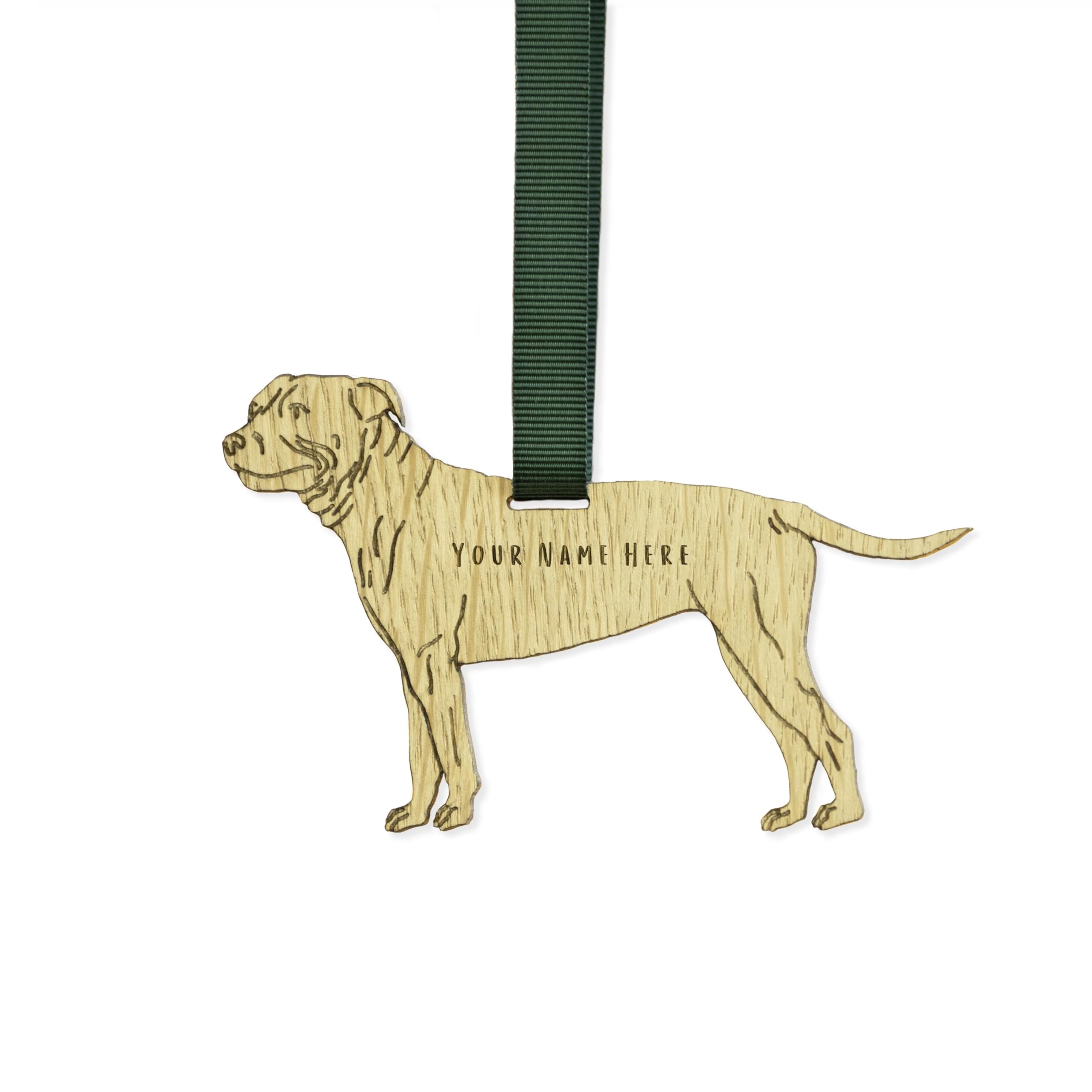 "Manta Makes Personalised Dog Christmas Decorations, wooden dog lover gifts for dog lovers, range of over 50 breeds, personalised pet memorial gifts, best dog Mum gifts (Pitbull)" — image 1