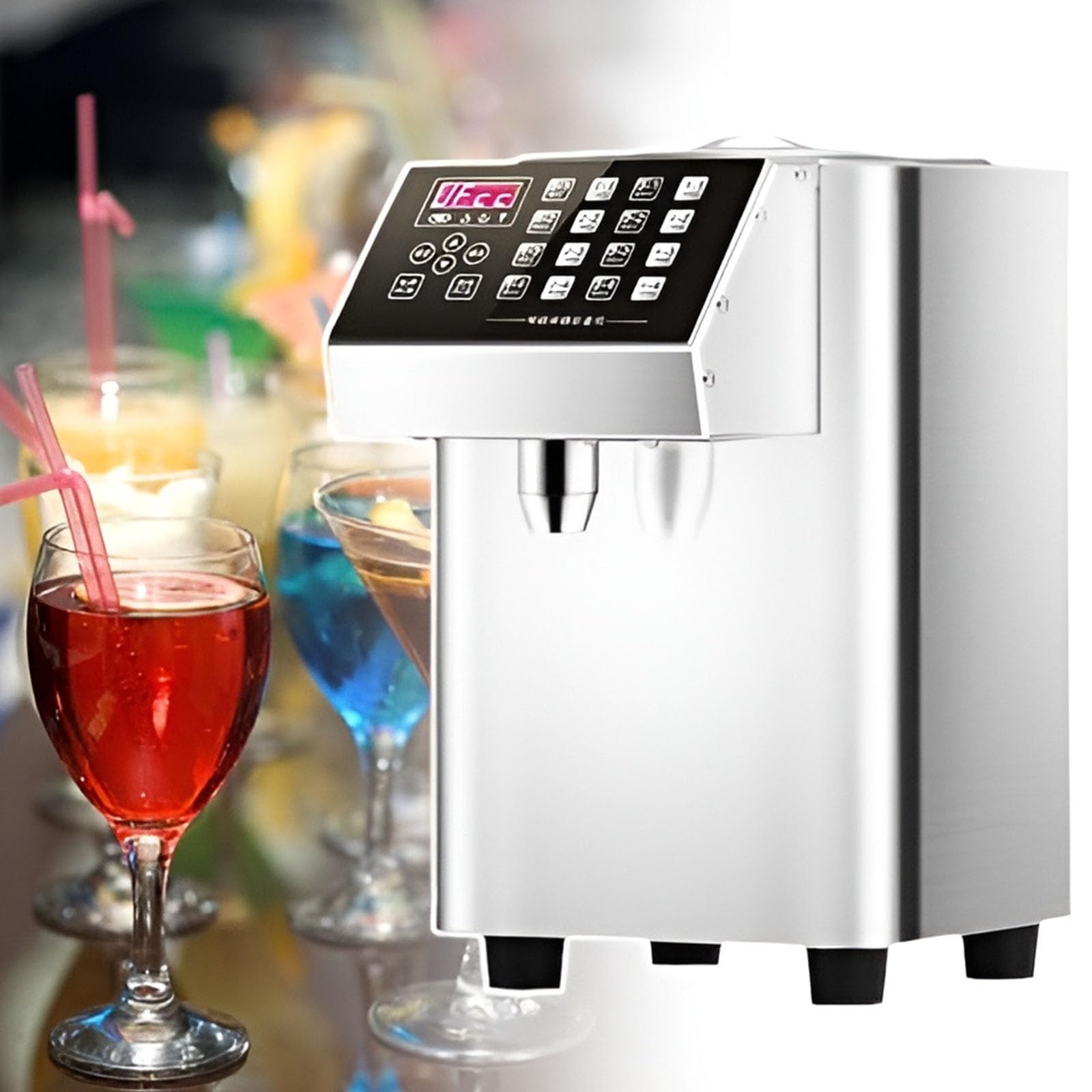 SBCGFY Fructose Dispenser, 400W Automatic Syrup Dispenser, 8L Stainless Steel With 16 Memory Buttons For Dessert Shops