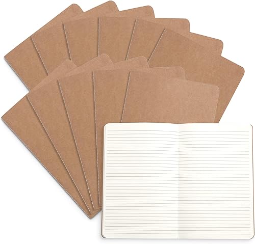 Blue Summit Supplies Diarios de viaje, juego de 12 diarios a granel con papel rayado, diario ligero con fundas de papel kraft, 8.25 x 5.5 pulgadas