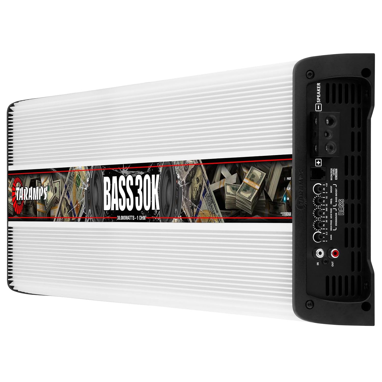 Taramps Bass 30k 1 Ohm 1 Channel 30000 Watts RMS Class D Monoblock Digital Car Audio Amplifier with Crossover, Low/High Pass, Bass Boost, Gain Control, Bass30k, Great Performance for Subwoofers
