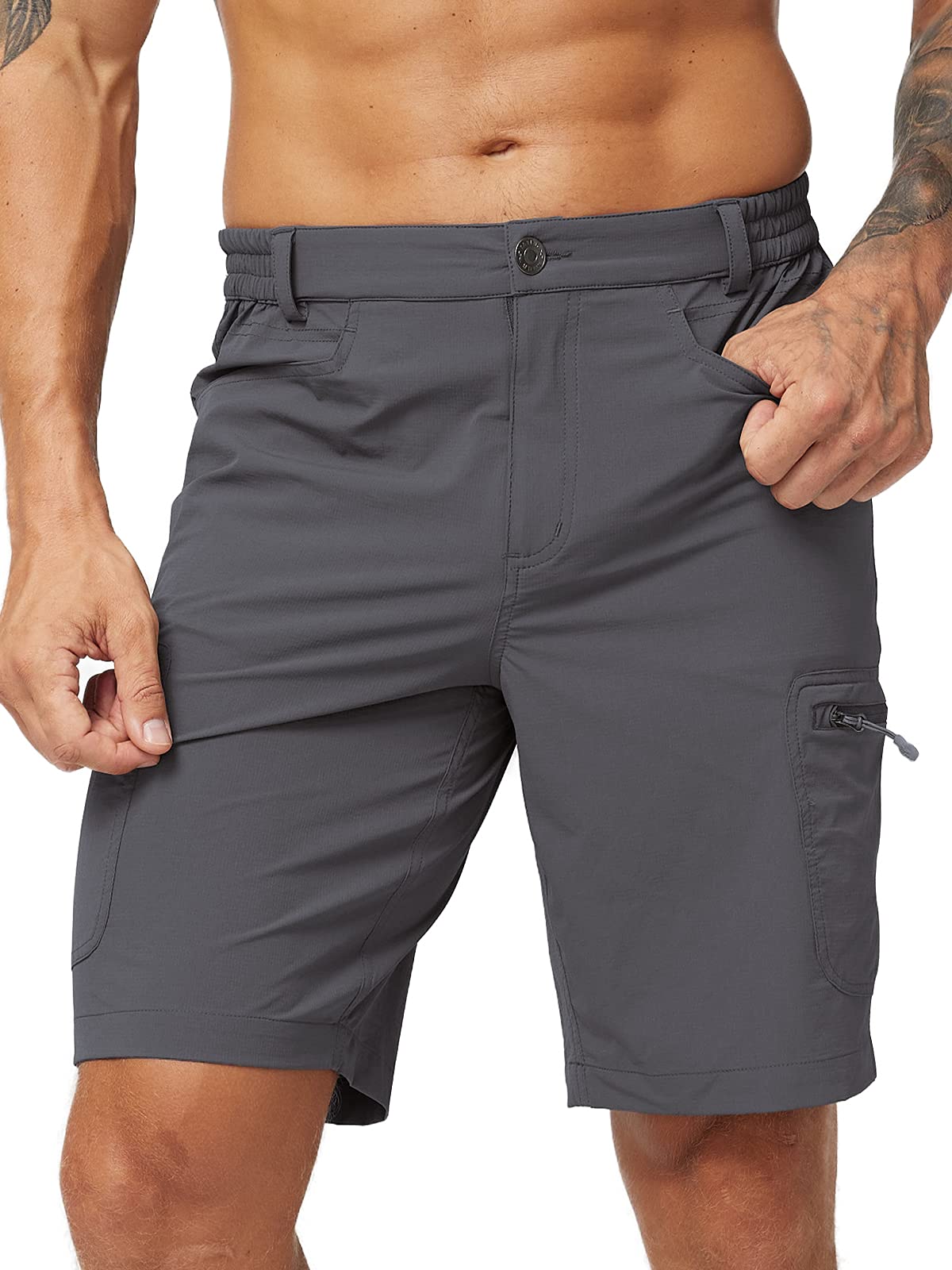 MIERMen's Quick Dry Hiking Shorts Stretchy Cargo Shorts with 6 Pockets, Water Resistant