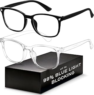 Blue Light Blocking Glasses - Fashion Square Eyeglasses, Anti UV Ray Computer Gaming Glasses Blue Blockers for Women/Men