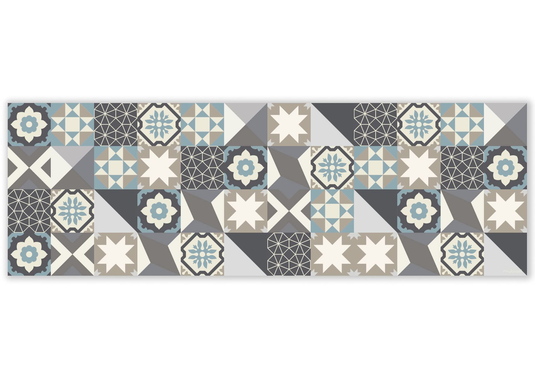 mubusi Alfombra Vinílica Cocina Salón - Varios Tamaños - (Hidráulica Oporto Azul 60x180 cm)