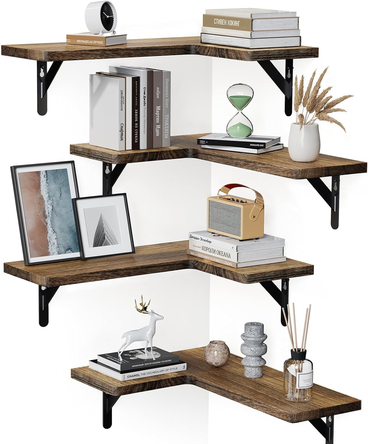 Amada Corner Shelves - Paulownia Wood Set of 4 -1