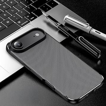 Case Black Carbon Silicone Original Compatible with Spia Apple iPhone 17 Air (Compatible with Apple iPhone 17 Air, Black)
