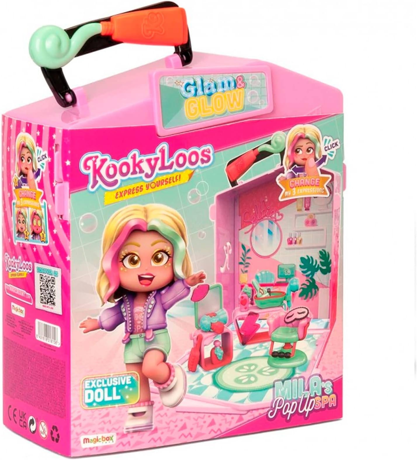 Milaâ€™s Pop-Up Spa â€“ Spa with more than 15 accessories and exclusive doll with 3 funny expressions. Includes exclusive clothes and footwear, beauty accessories, dressing table with mirror