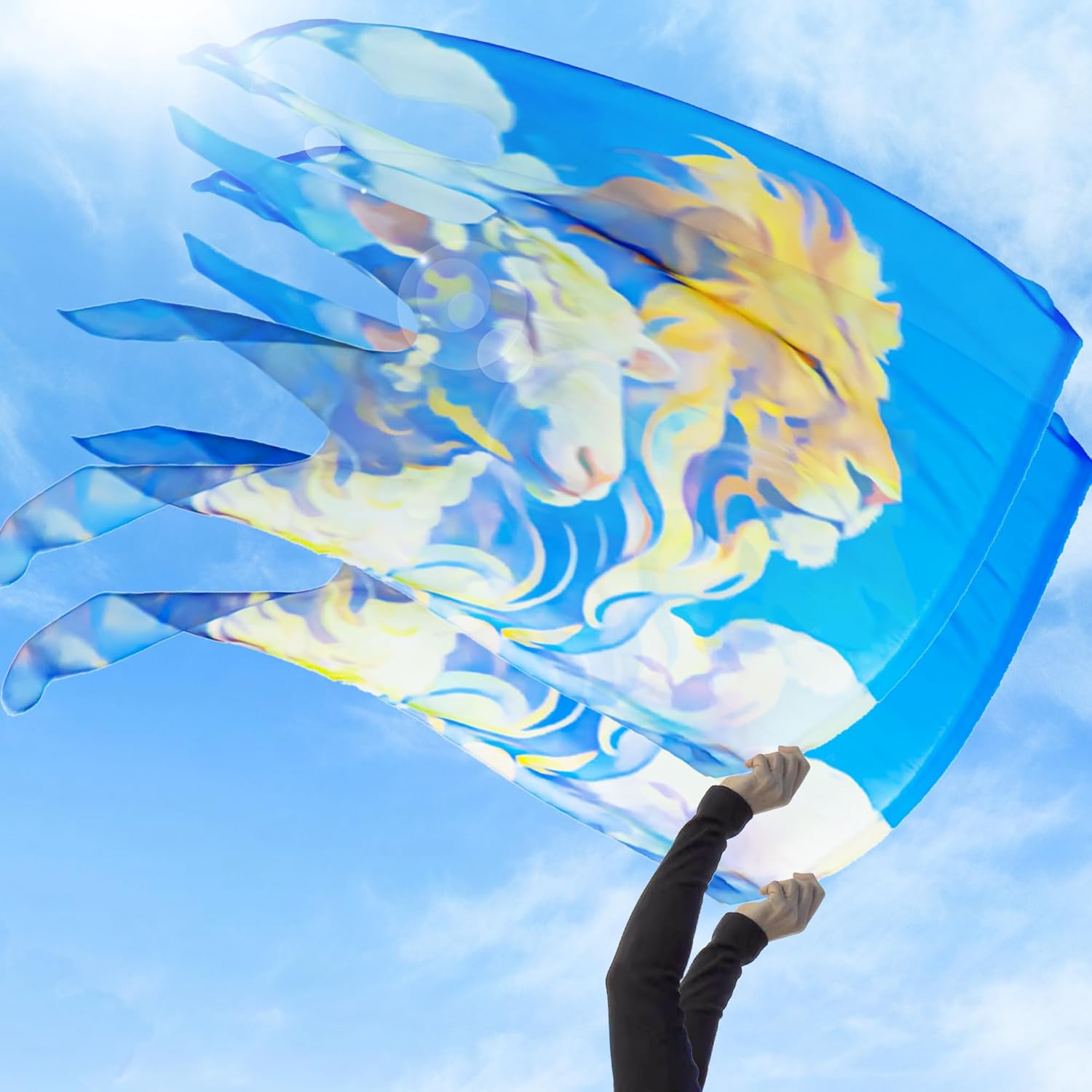 Wuchieal Set of 1 pair 55 Inch Worship Flags with Flex rods, Praise Church Angle wings Flag, Colorful Praise Dance Flags for Worship Dance Ministry SY#