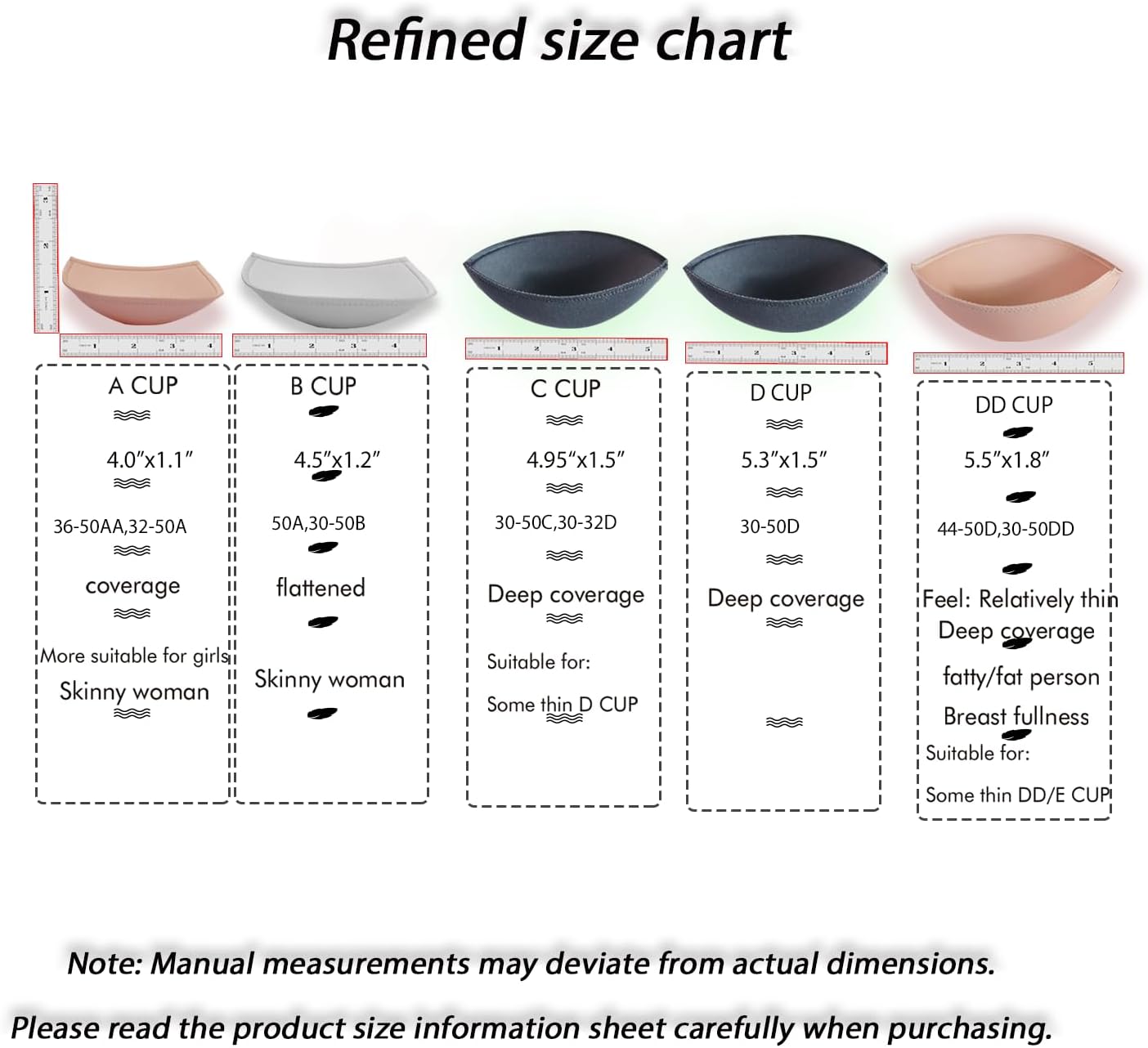 WMugthome 3 Pair Sewn Bra Pads Inserts for Women's Sports Yoga Bra to Hide Nipples or Bra Inserts Push Up - Image 2