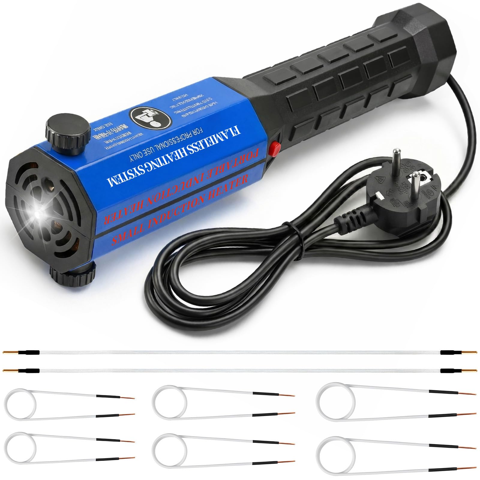 1300W Magnetischer Induktionsheizgerät - Flameless Induction Heater, 8 Heizspulen(30/40/50mm*2, 750mm*2), für Präzisionsteile wie Muttern, Schrauben, Zahnräder, Riemenscheiben, Lager Usw