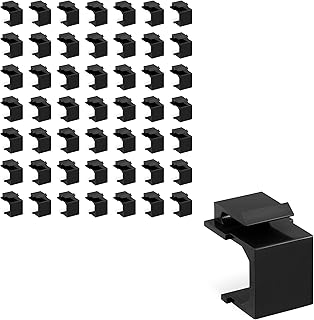 kwmobile Blank Keystone Inserts (Pack of 50) - Standard Snap-in Patch Panel Patch Board Patch Bay Blank Insert - Keystone Dust Protection - Black