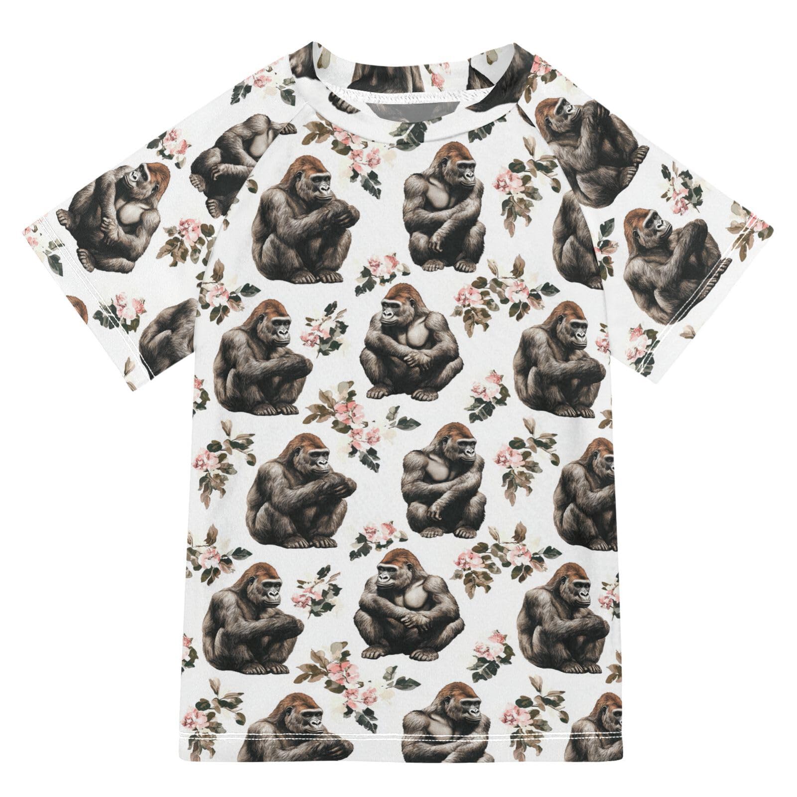 Girls Bathing Suit Short Sleeve Kid Swimsuits for Girls 9T Funny Gorilla White