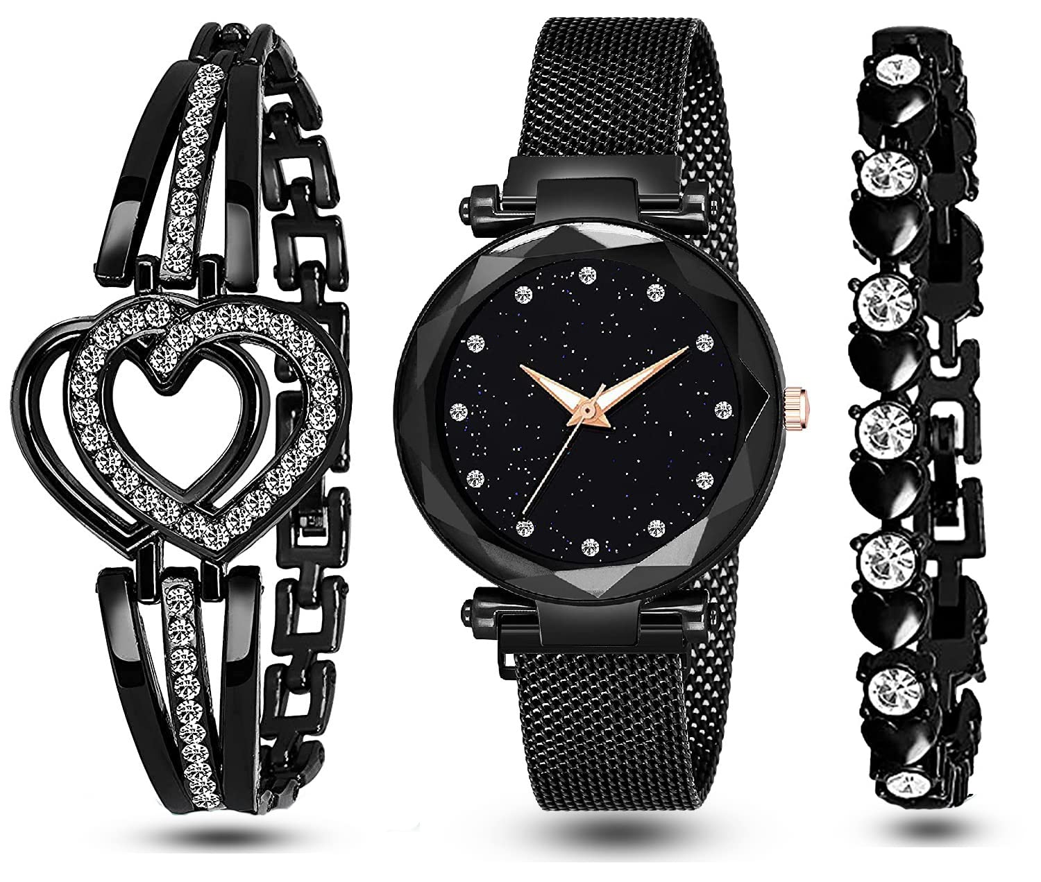 METEOROID Analogue Dial Magnet Watch with Bracelet Gift for Women and Girls (Black) (B0B6CQQJKF) Amazon Price History, Amazon Price Tracker
