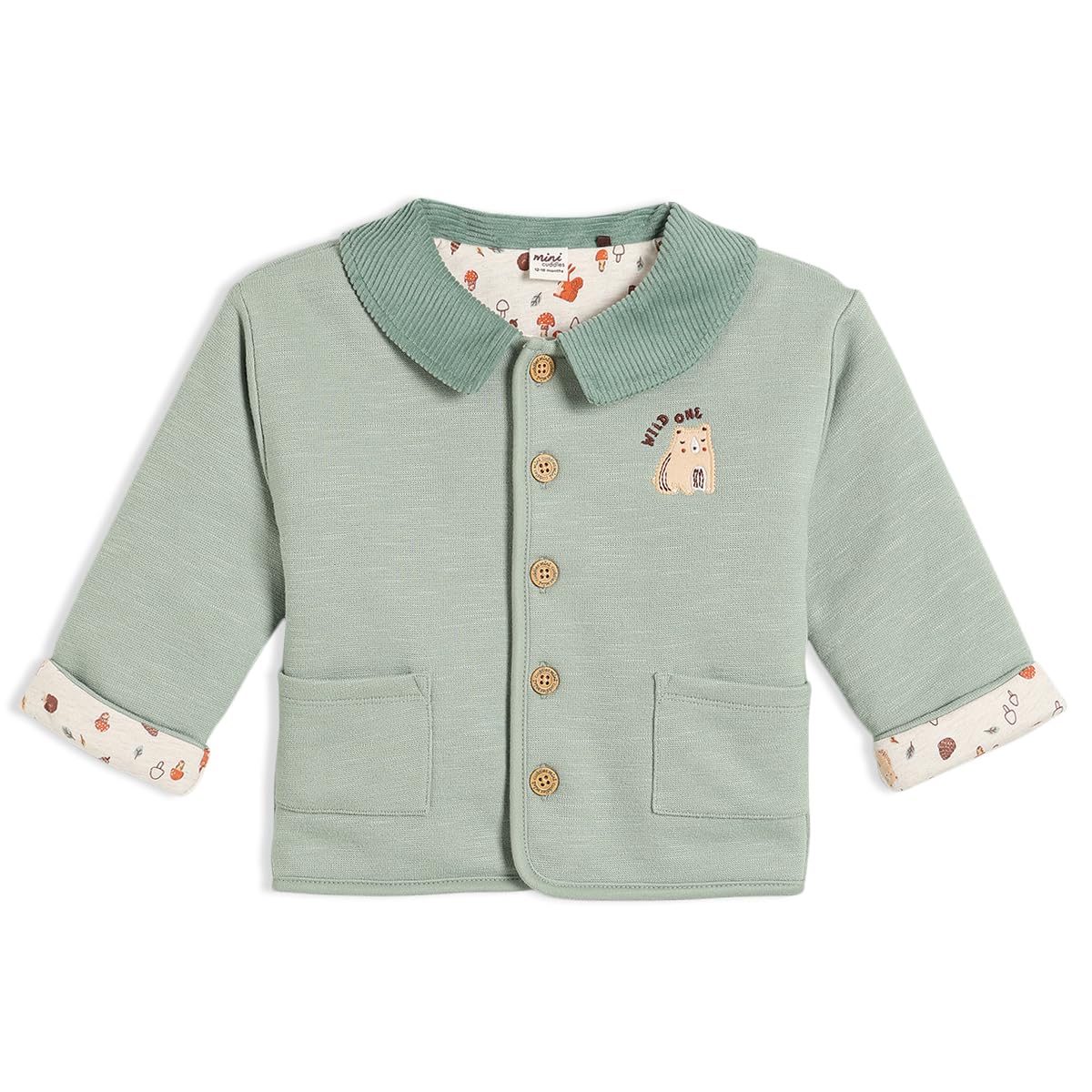 Mini Cuddles Unisex Infant Green Baby Barn Jacket, Sage - 6-9 Months