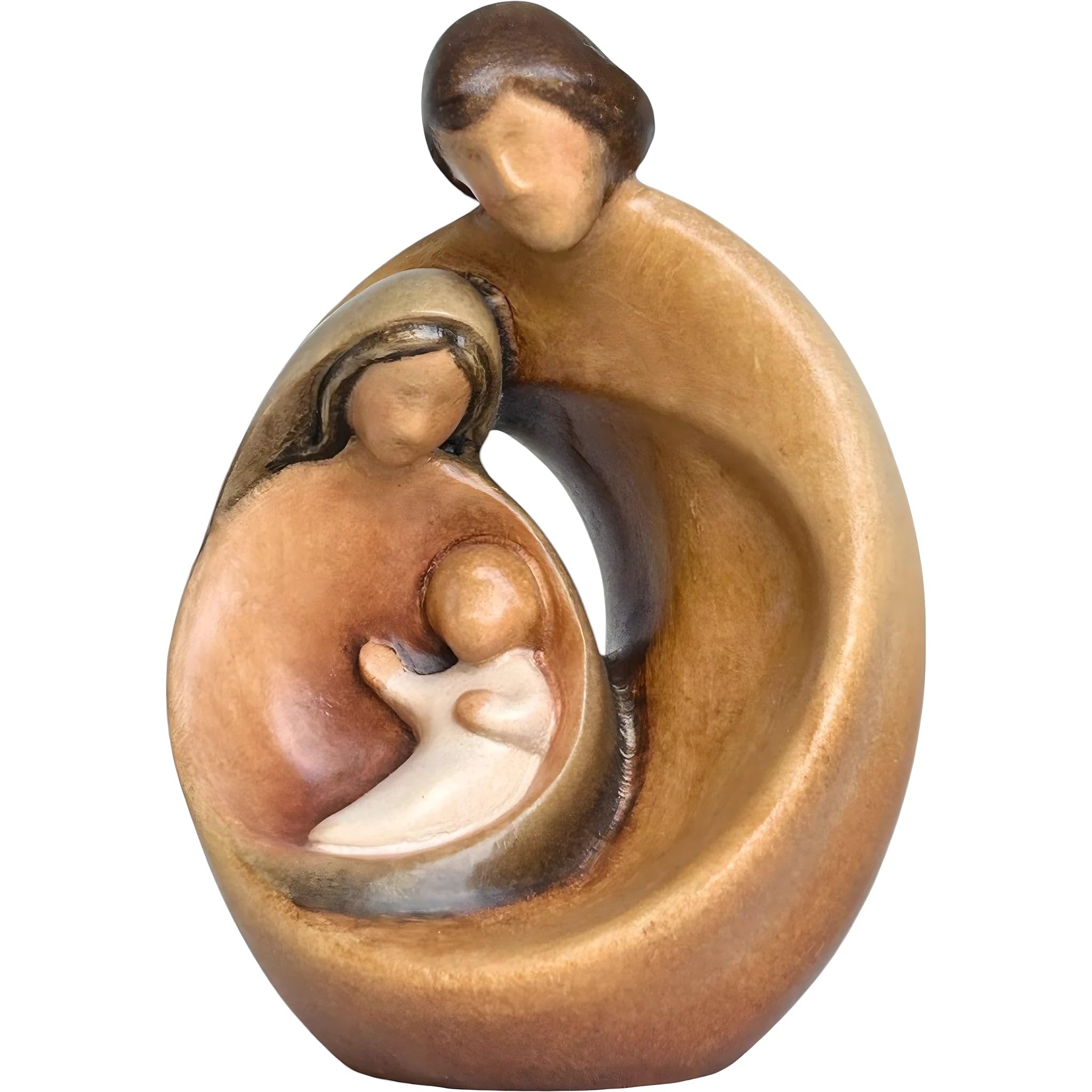 Dolfi | Rzeźba rodziny miłości 22 cm | Naturalne drewno w Val Gardena | Figurka szopka