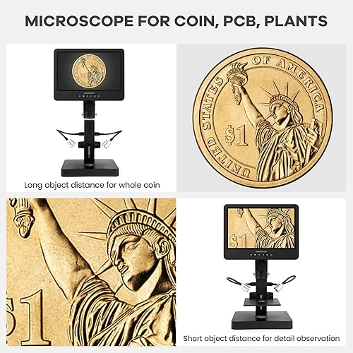 Miniatura 5 de Andonstar AD249S-P Microscopio digital HDMI de 10.1 pulgadas, grabación de video UHD de 4000 x 3 lentes 2160P, kit de microscopio biológico para
