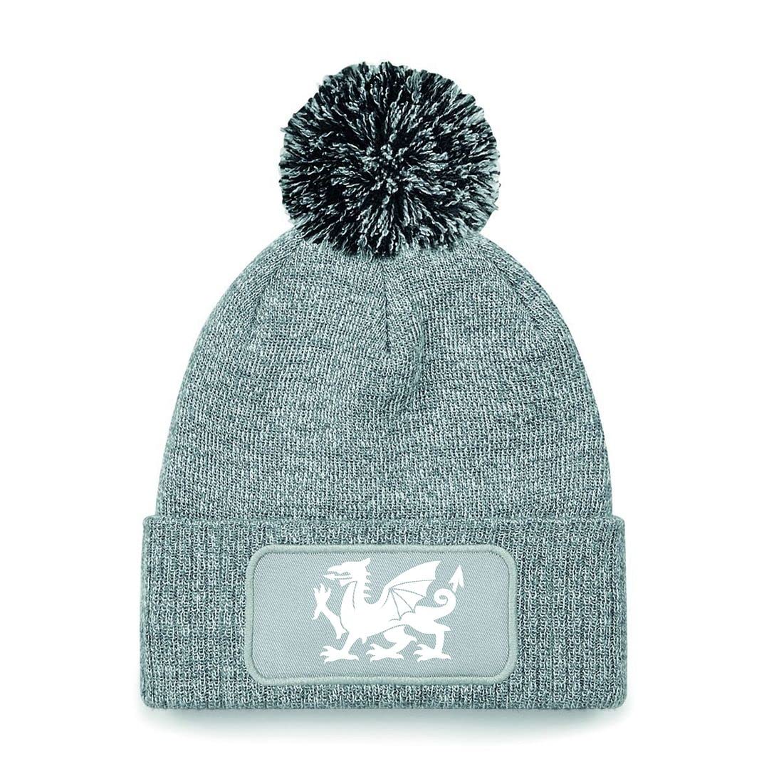 Cyclops Print Wales Bobble Beanie Rugby Hat Grey