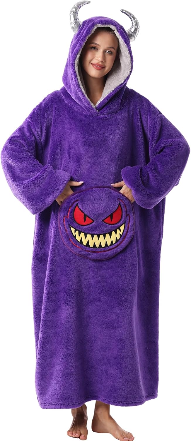 Wearable Blanket Hoodie for Women, Soft Hooded Blanket for Women and Men Robe for Home Lounge - Image 6