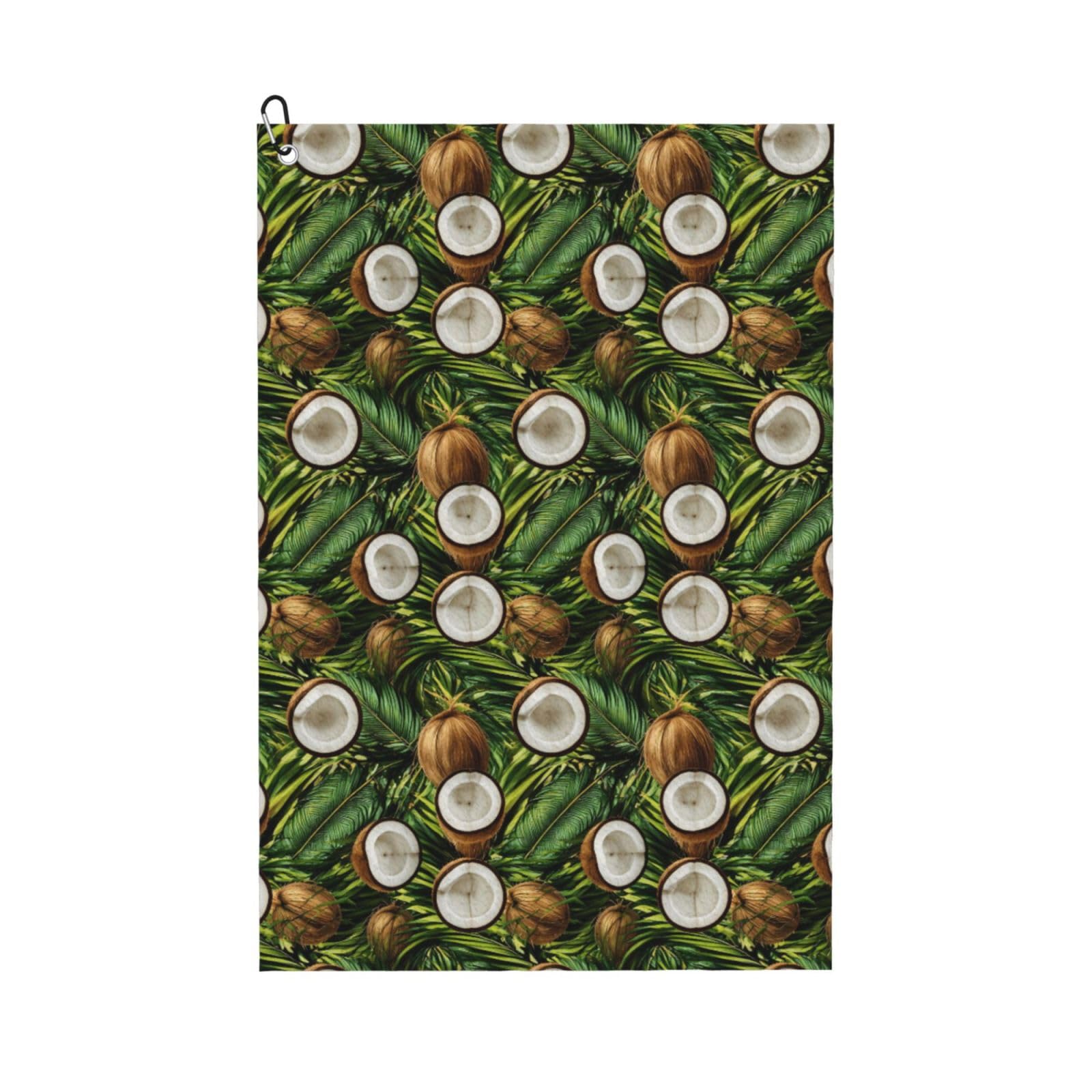 Oudrspo Coconut & Palm Leaves Tropical Print Multi-Functional Golf Towel | Absorbent Quick Drying 16x24in