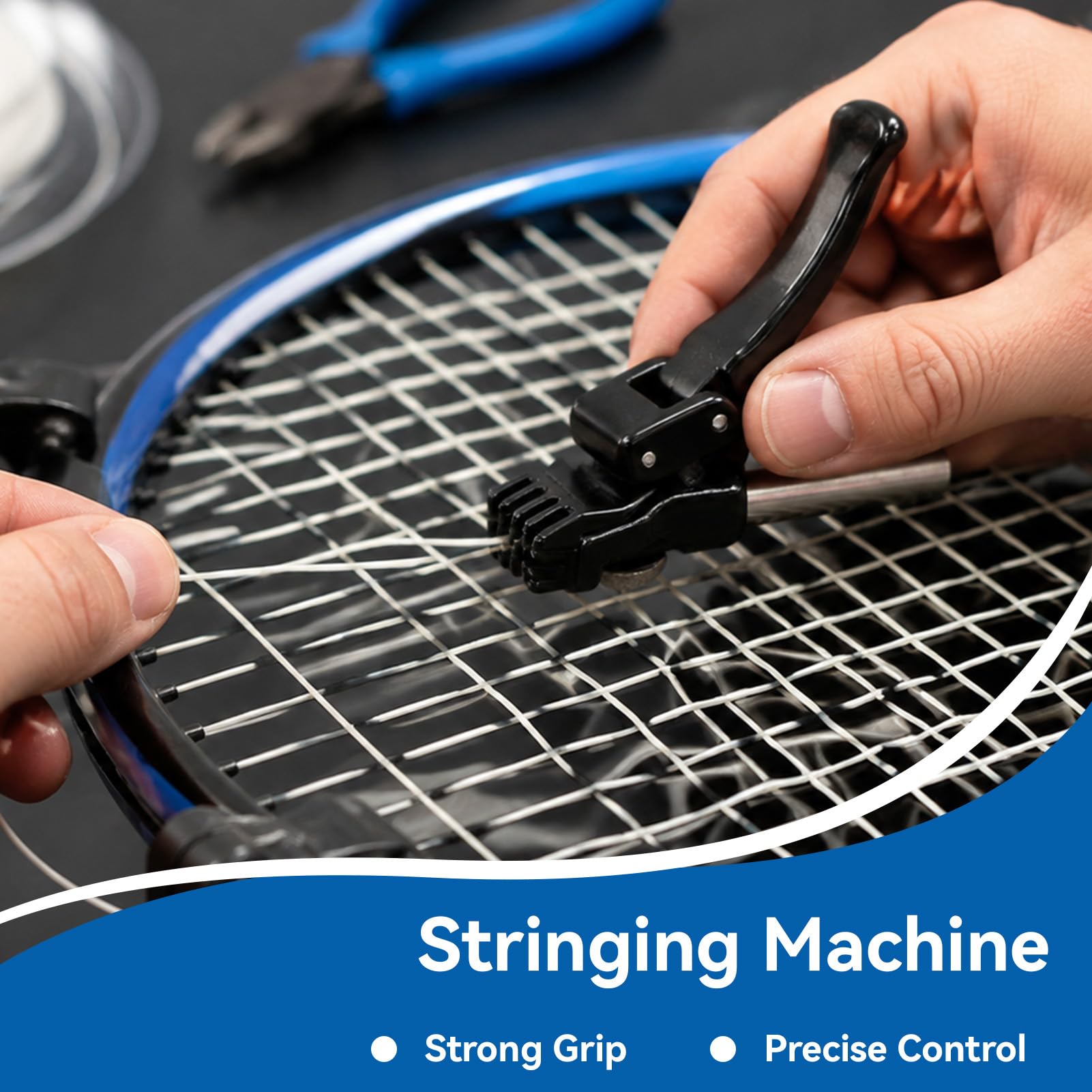 1 Paire de Machine à Corder de Tennis, Pince de Cordage de Badminton Portable, Pince Volante de Tennis Noire, Pince de démarrage de Raquette pour diverses Raquettes