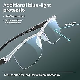Gaoye Executive Style Reading Glasses Men - Durable Readers with Blue Light Filtering - Comfortable Fit with TR90 Frames
