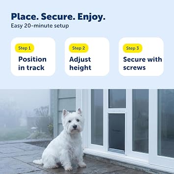 PetSafe Extreme Weather Sliding Glass Pet Door - Energy Efficient Entry for Dogs & Cats - Triple Flap with Magnetic Seal - Durable Aluminum Frame - Easy Install - Mediume