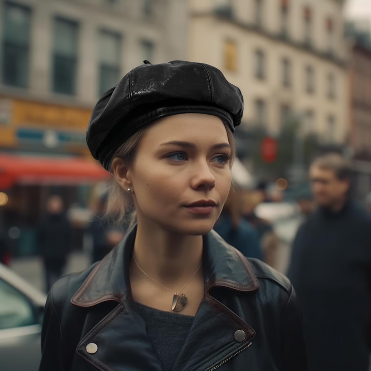 Chiclinco PU Leather French Berets Hats, 8 Panel Beret Caps Fashion Artist Painter Cap for Women