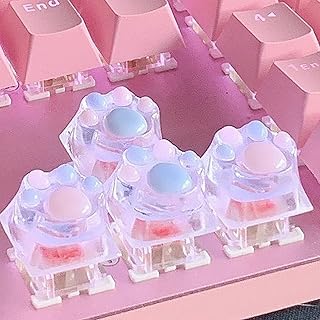 かわいいキーキャップ クリア猫の足キーキャップ 4個入りカスタムキーキャップ 3D透明WASDキーキャップ 樹脂製肉球キーキャップ メカニカルキーボード用キーキャップ MXスイッチ用 猫好きへのプレゼント