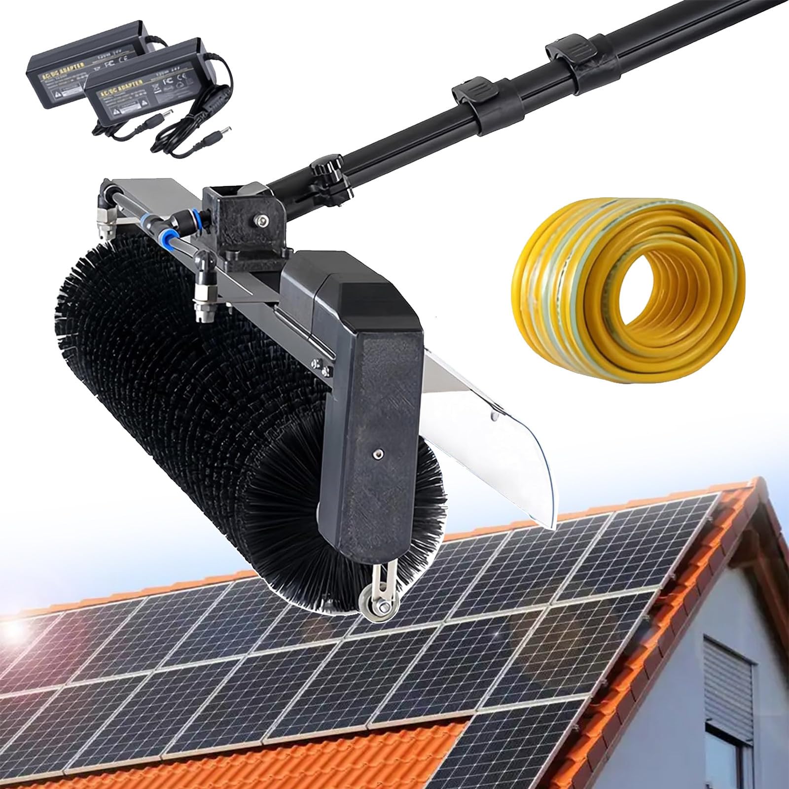 AYCDL Telescopic Solar Panel Cleaning Kit - 60cm Wide Brush & 5.5m Water Fed Rod - Efficient Electric Cleaning Tools for Photovoltaic Panels, Easy Maintenance & High,3.5m/11ft