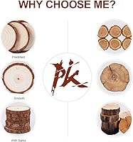 Vista 6 de 5ARTH Rebanadas de madera natural, 30 piezas de 2.4 a 2.8 pulgadas, kit de madera sin terminar preperforado con agujero, círculos de madera