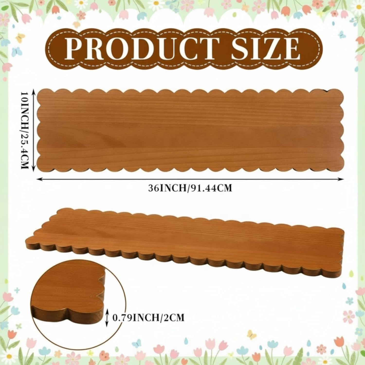 1 Pcs Large Acacia Charcuterie Board 36 x 10 Inch Scalloped Extra Large Wood Serving Tray Rectangular Long Serving Board for Appetizers Cheese Food Kitchen Platter New Home Housewarming Gift