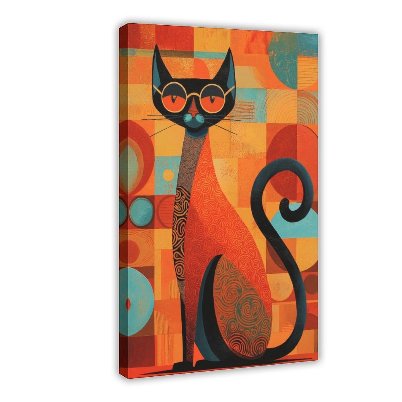MRYCQ Abstract Cat Poster Canvas Poster for Living Room Decor Gift