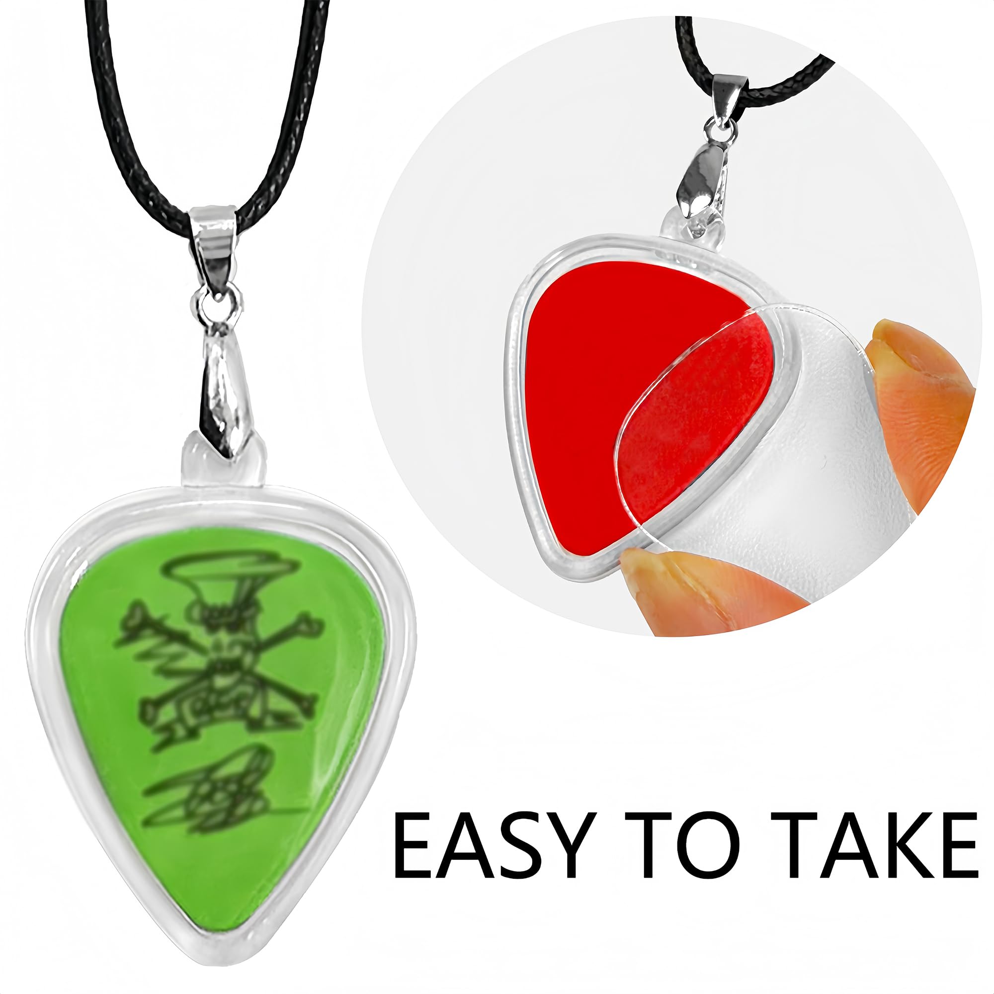 Musiin Guitar Pick Holder Collection Necklace, Acrylic Storage Pendant, Wearable as Necklace or Keychain - Image 4