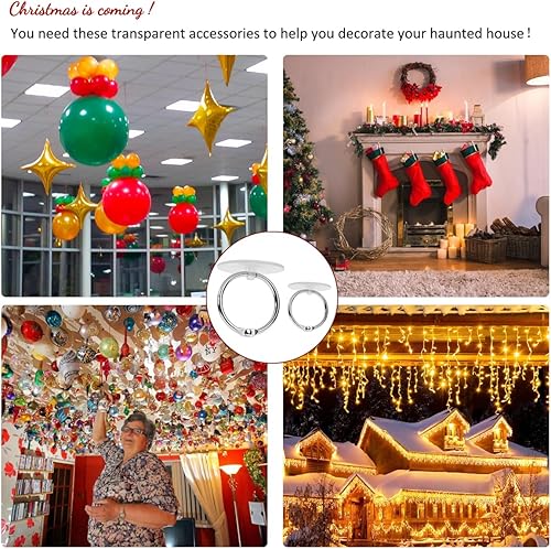 Miniatura 2 de 30 ganchos de techo autoadhesivos para colgar con anillos de encuadernación, ganchos de pared transparentes sin costuras para colgar en el techo