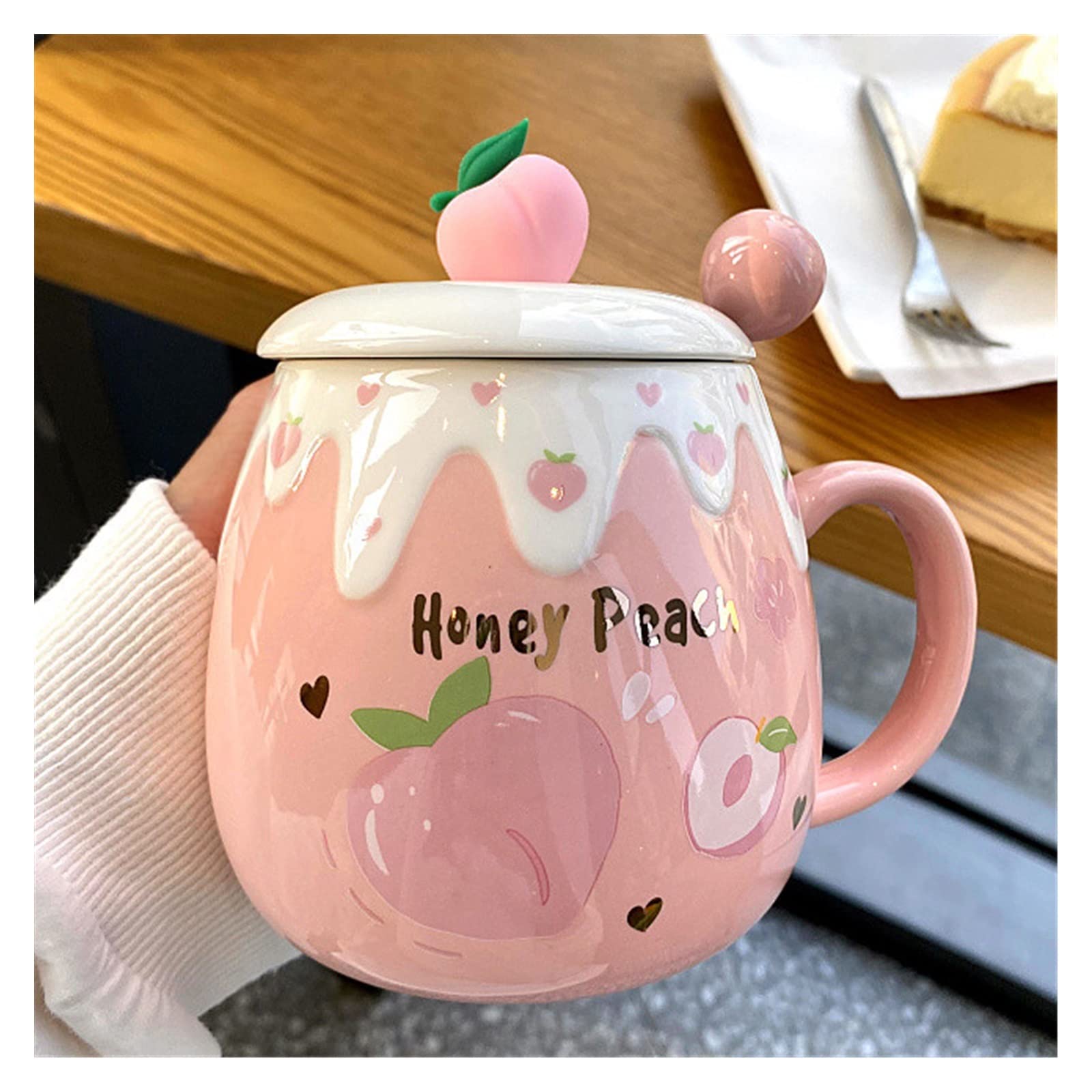 Tasse Tasses 17 oz (500 ml) ménage rose pêche en forme de tasse céramique petit déjeuner lait après-midi service à thé café hommes et femmes usage quotidien