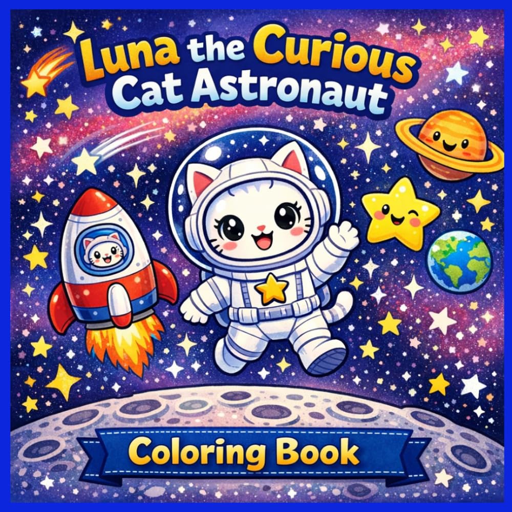 Luna the Cat Astronaut: A Magical Space Adventure Coloring Book