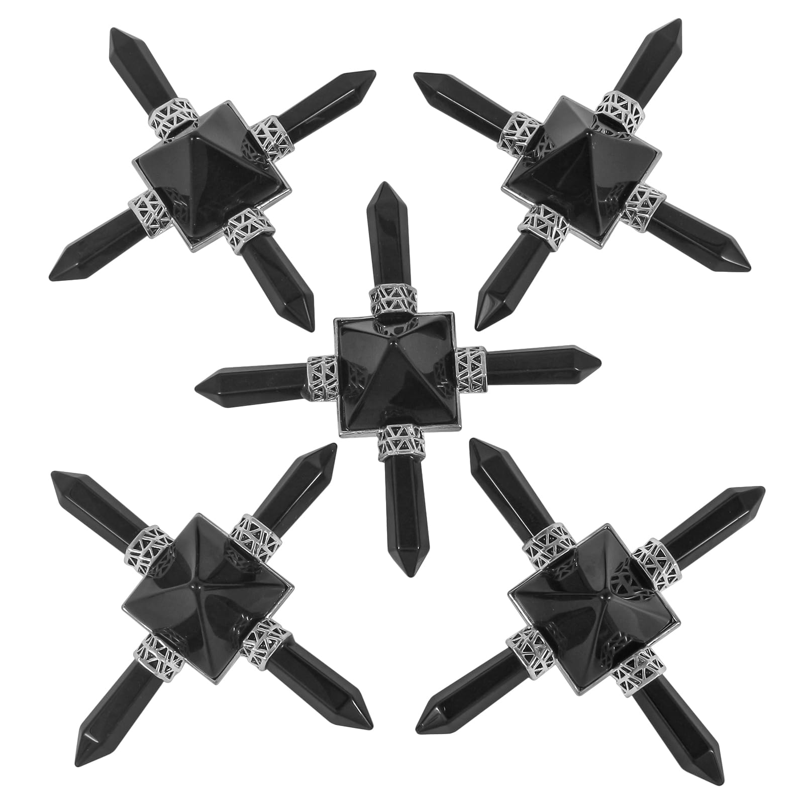 Pyramiden-Chakra-Punkte-Energiegenerator, dekorieren Reiki-Heilkristall 3.5" Black Obsidian(4 Point)-1