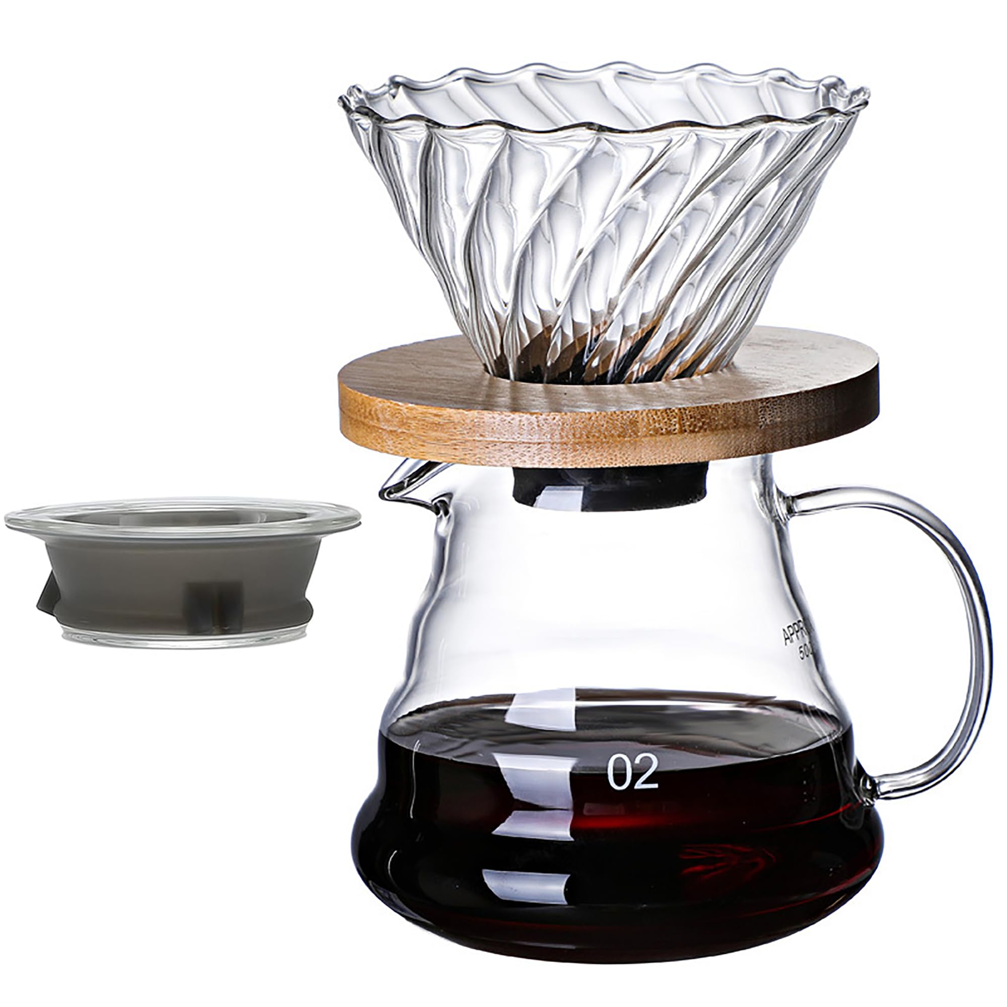 Sponsored Ad - Pour Over Coffee Maker - 20 OZ /600ML Coffee Server with Glass Coffee Dripper, Stylish and Elegant 2 IN 1 Dripper Coffee Maker Kit Coffee Maker for Home or Office, 1-5 CUPS