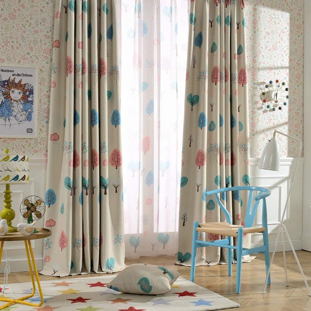 Amazon.com: Melodieux Cartoon Trees Room Darkening Blackout Curtain 84 Inches Long for Kids Room ...