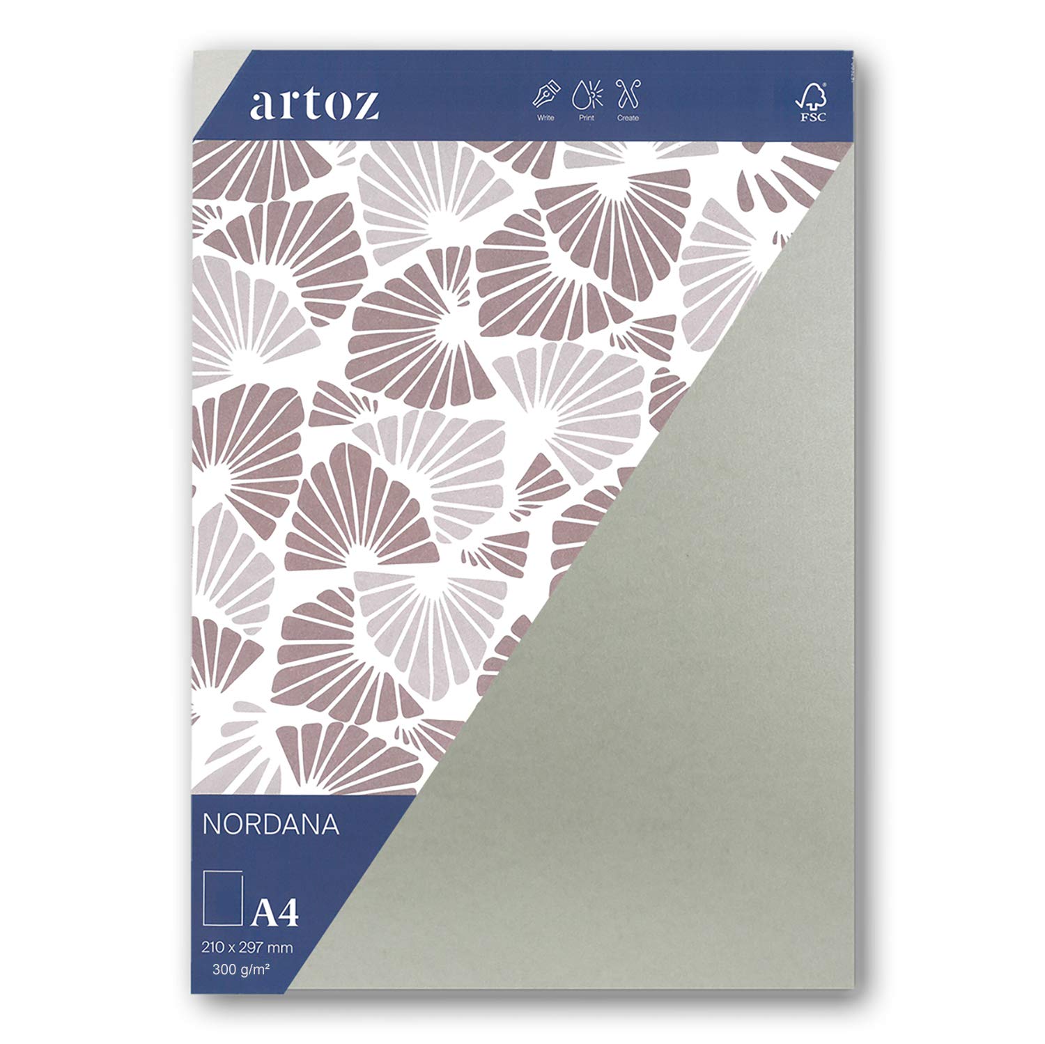 ARTOZ NORDANA 100 arkuszy DIN A4 – oliwkowy blask – 300 g/m² – 29,7 x 21 cm – błyszczący papier do majsterkowania i drukowania