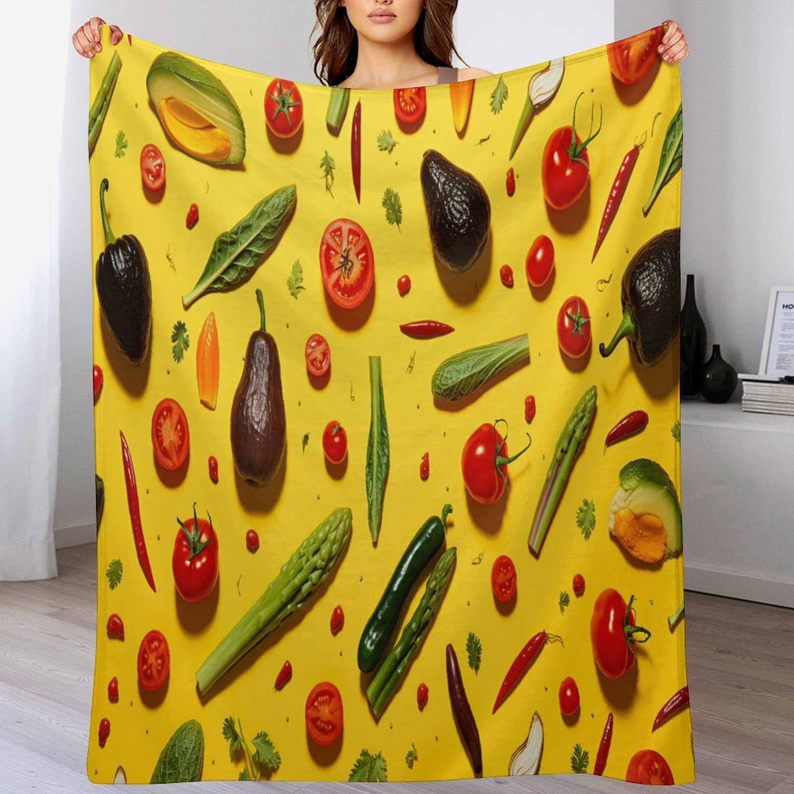 Manta de forro polar divertida con diseño de verduras para regalar a niños y adultos