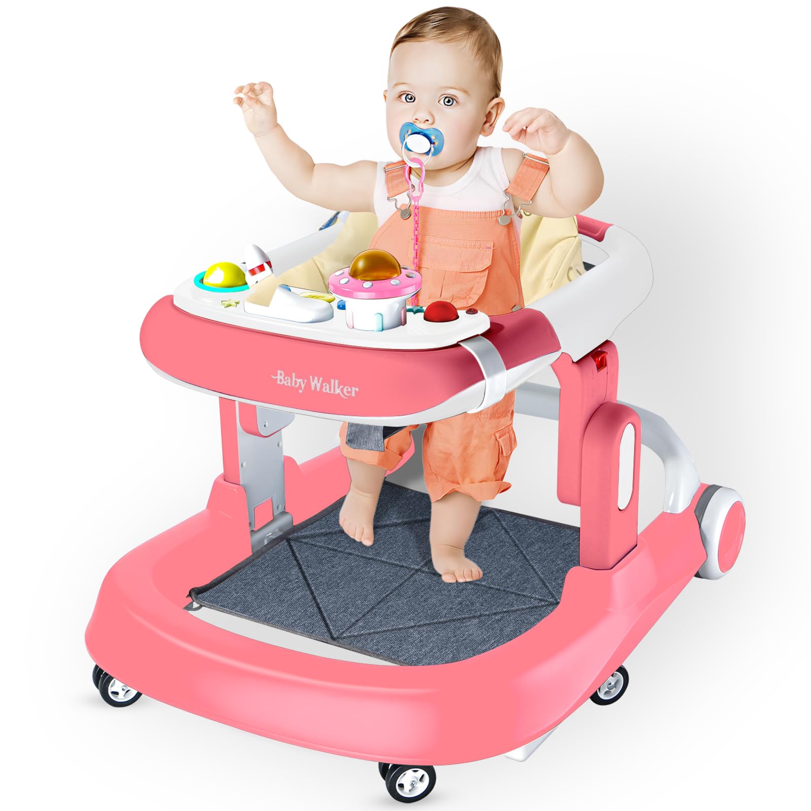 Baby Walker,Lights and Music Walkers for Baby for Boys and Girls from 6 7 8 9 10 12 Months Plus,Activity Walker for Babies for 1 Year Olds,Pink.