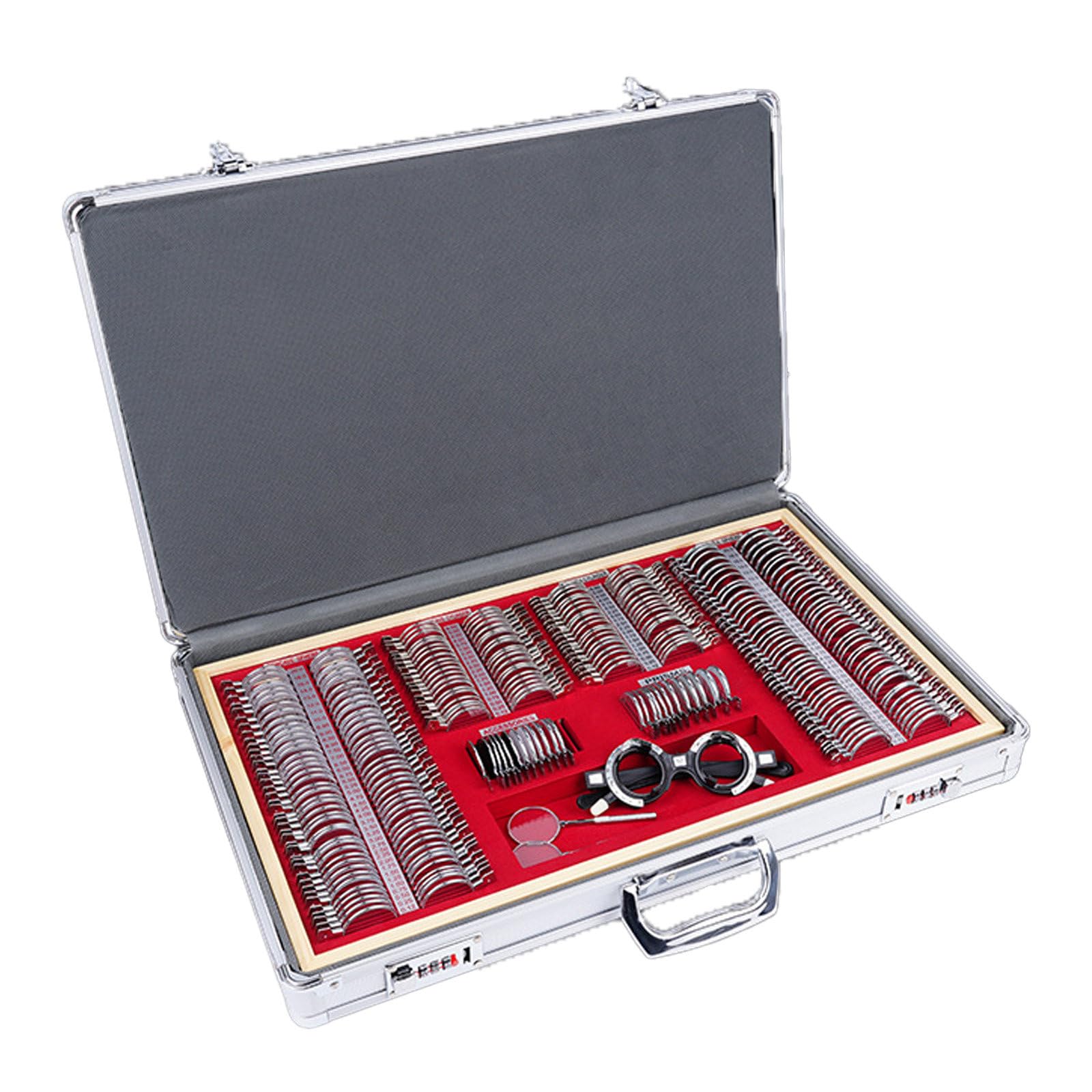 Eiwitany 266-Piece Optical Trial Lens Set - Metal Ophthalmic Lenses with Aluminum Storage Box - Eye Protection Accessories for Optometry Practice