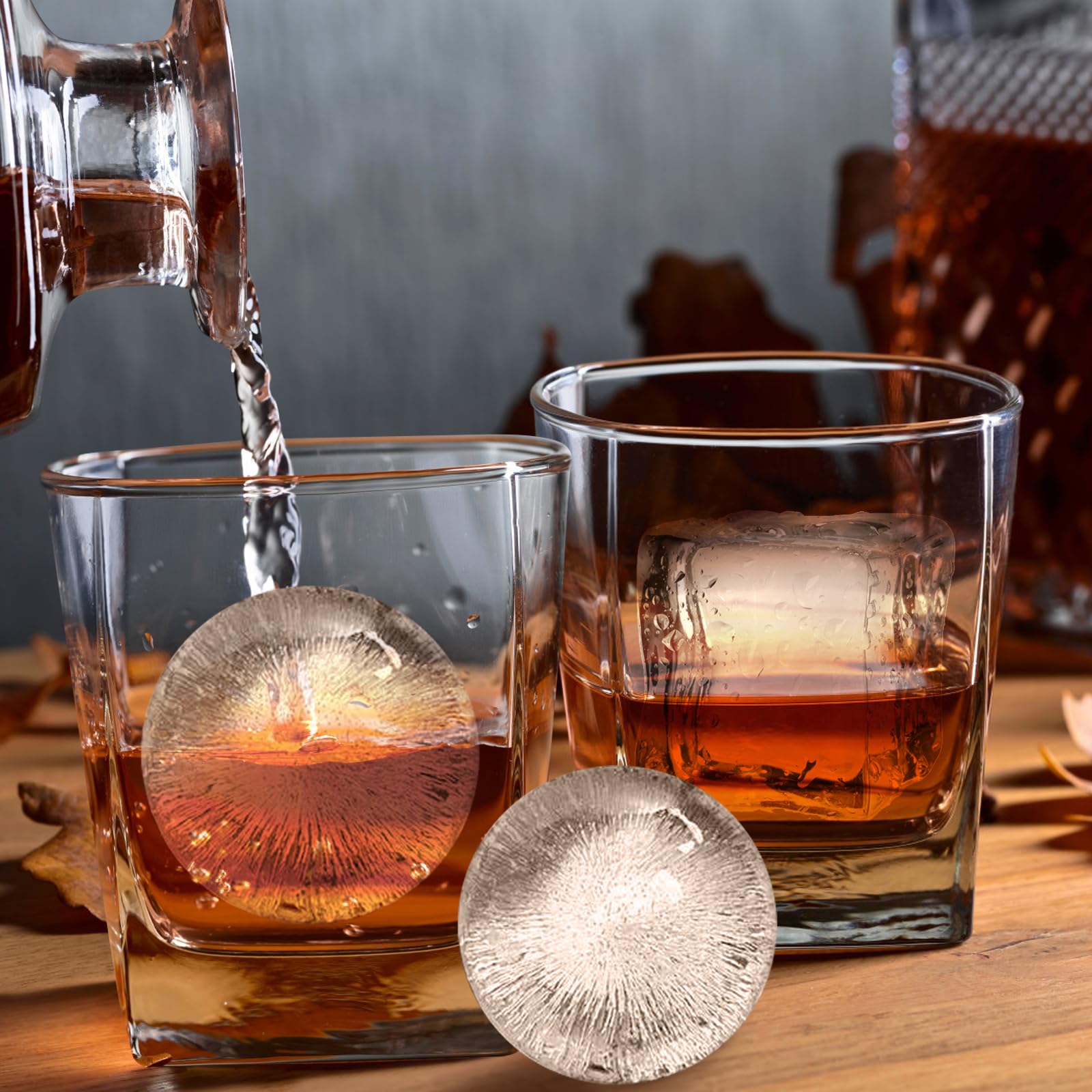Gucass 2 sztuki silikonowe formy na kostki lodu z pokrywkami, 5 cm, 6 przegródek, duże, okrągłe i prostokątne formy na kostki lodu, bez BPA, tacki na kostki lodu do whisky, koktajli, wina, owoców