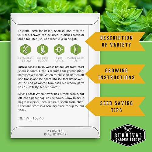 Miniatura 2 de Paquete variado de semillas de hierbas  10 hierbas culinarias para plantar  albahaca, cilantro, lavanda, eneldo, perejil, orégano, tomillo, salvia,