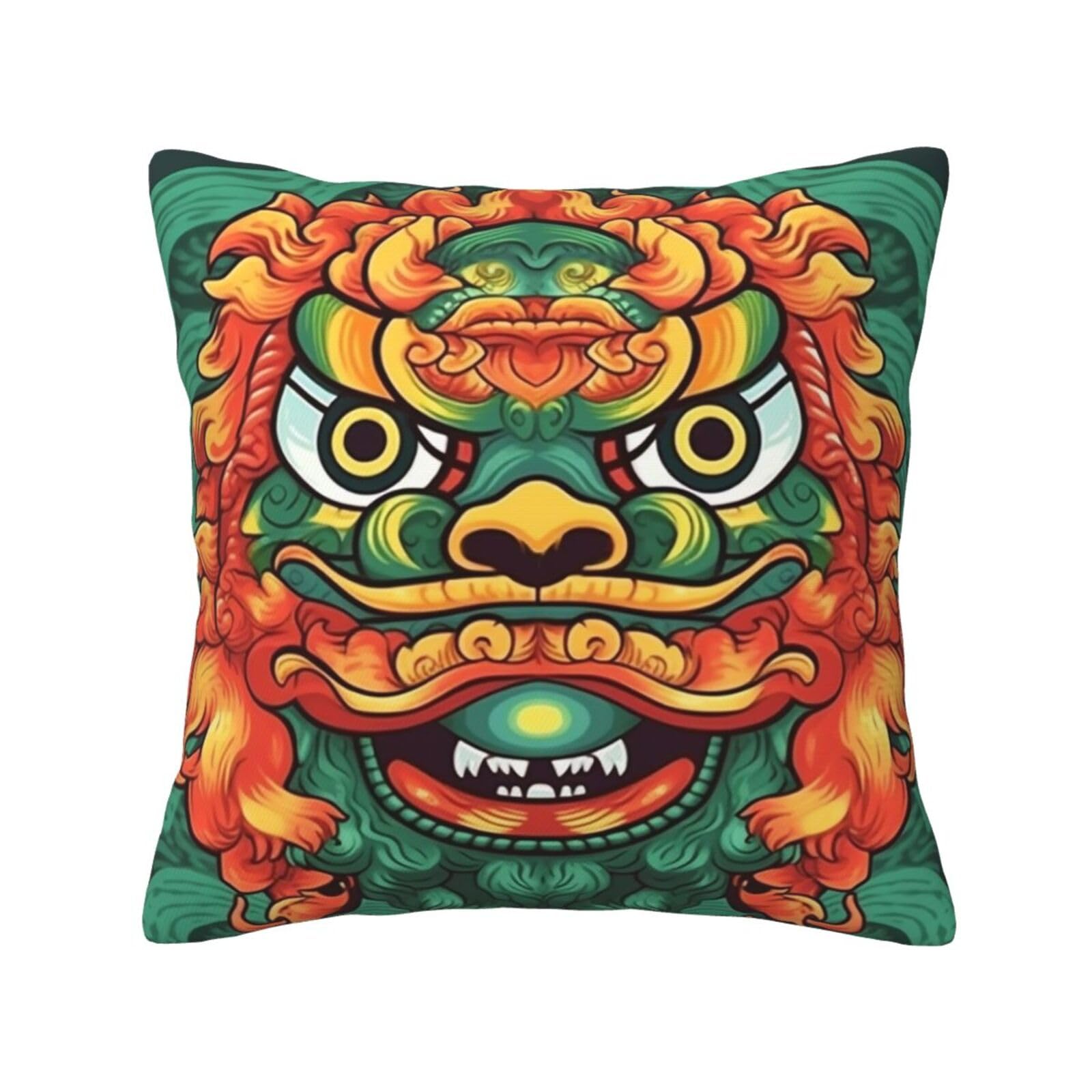 RLDOBOFE Chinese Lion New Year Print Throw Pillow Covers Decorative Pillow Cover Square Cushion Cases Soft Cushion Cover Throw Sofa Pillow Case for