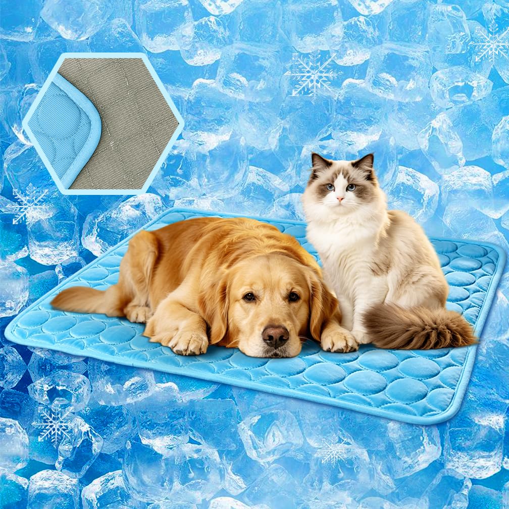Huisdier Is Zijdemat, Koelmat Voor Kat En Hond, Ademende Ijszijde Mat Voor Huisdieren Zomerslaapmatras Lichtgewicht En Zacht Ontwerp Kan Binnen En Buiten Worden Gebruikt Lichtblauw Xl 85cm 60cm