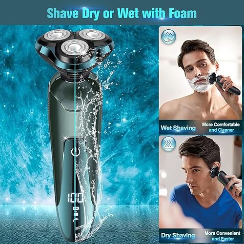 Miniatura 4 de Electric Razor for Men, Electric Shavers for Men's Faces, 3D Rotary for Shaving with Nose Trimmer, Wet/Dry Mens Shaver, Waterproof Mens Razors for