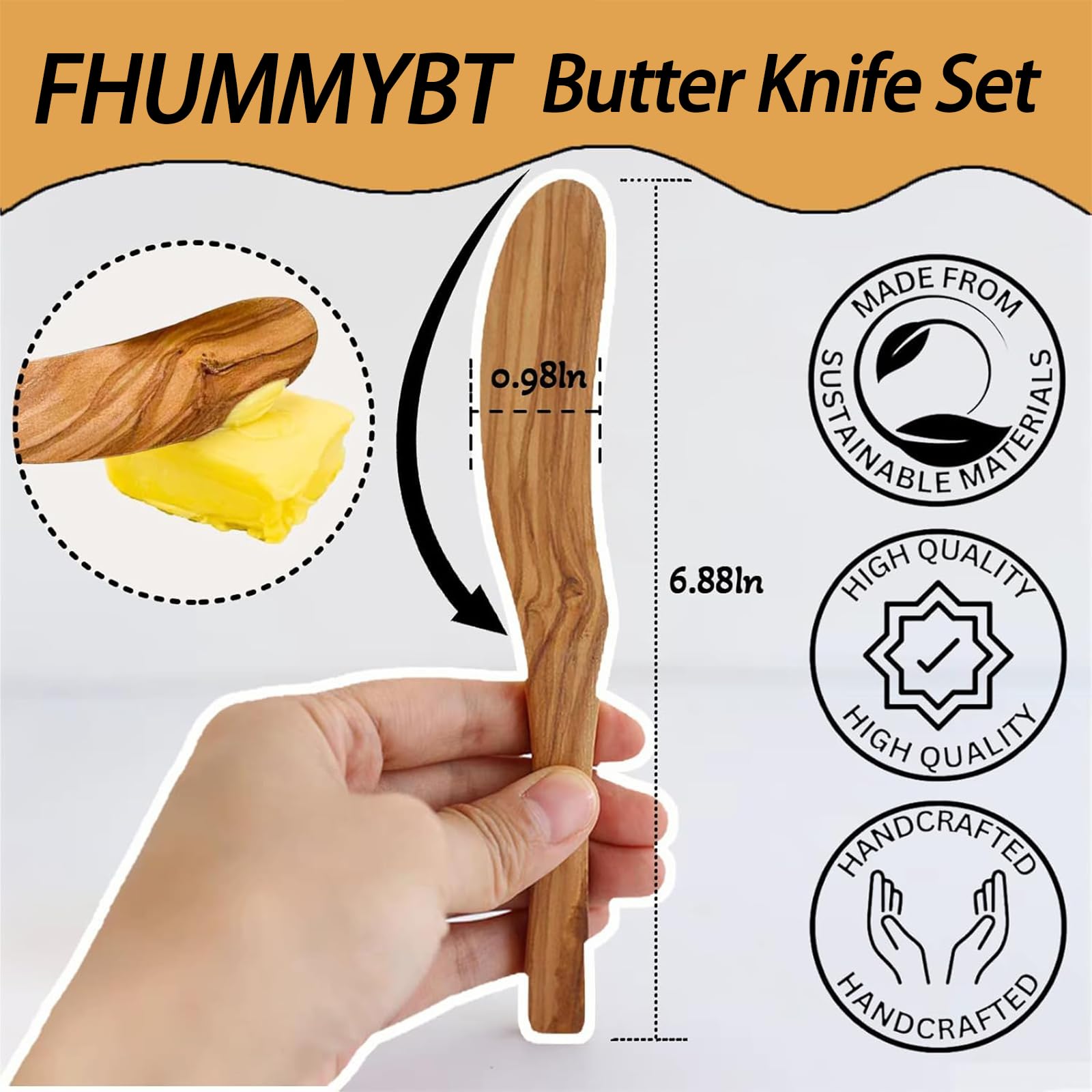 Handmade Olive Wood Butter Spreader Set -2