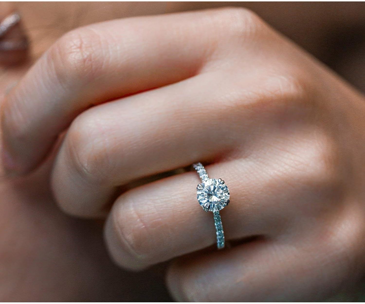 Kobelli Moissanite and Lab Grown Diamond Engagement Ring 1 3/4 CTW 14k White Gold (GH/VS, DEF/VS)