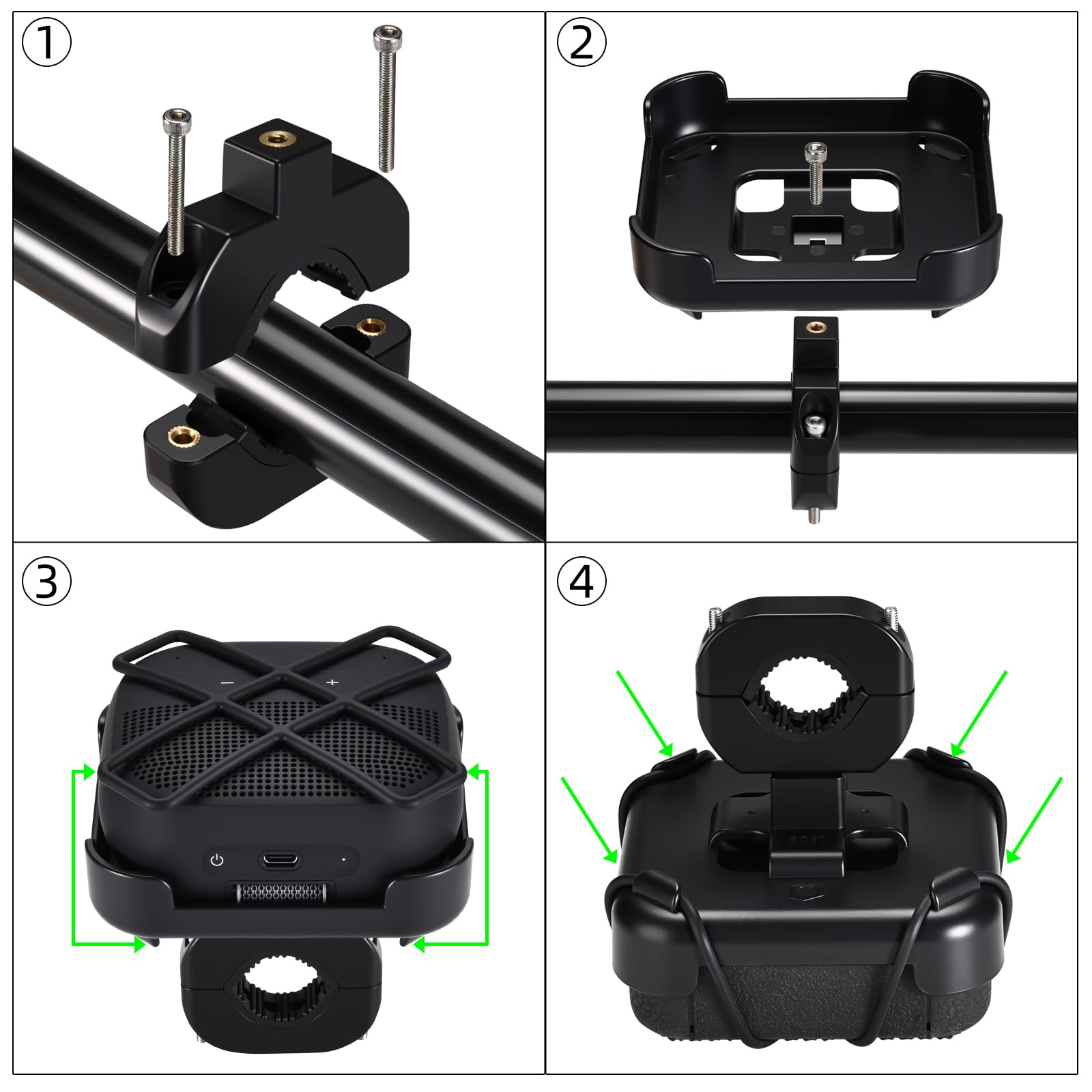 Supporto per Manubrio Della Bici Portatile per Bose SoundLink Micro 2nd Speaker Bluetooth,Bicicletta/Motore/Scooter/Golf Carrello/Barca Adattatore Staffa per Marshall Willen II Altoparlante